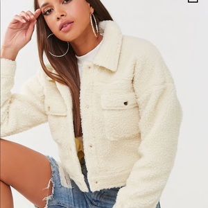faux shearling white jacket